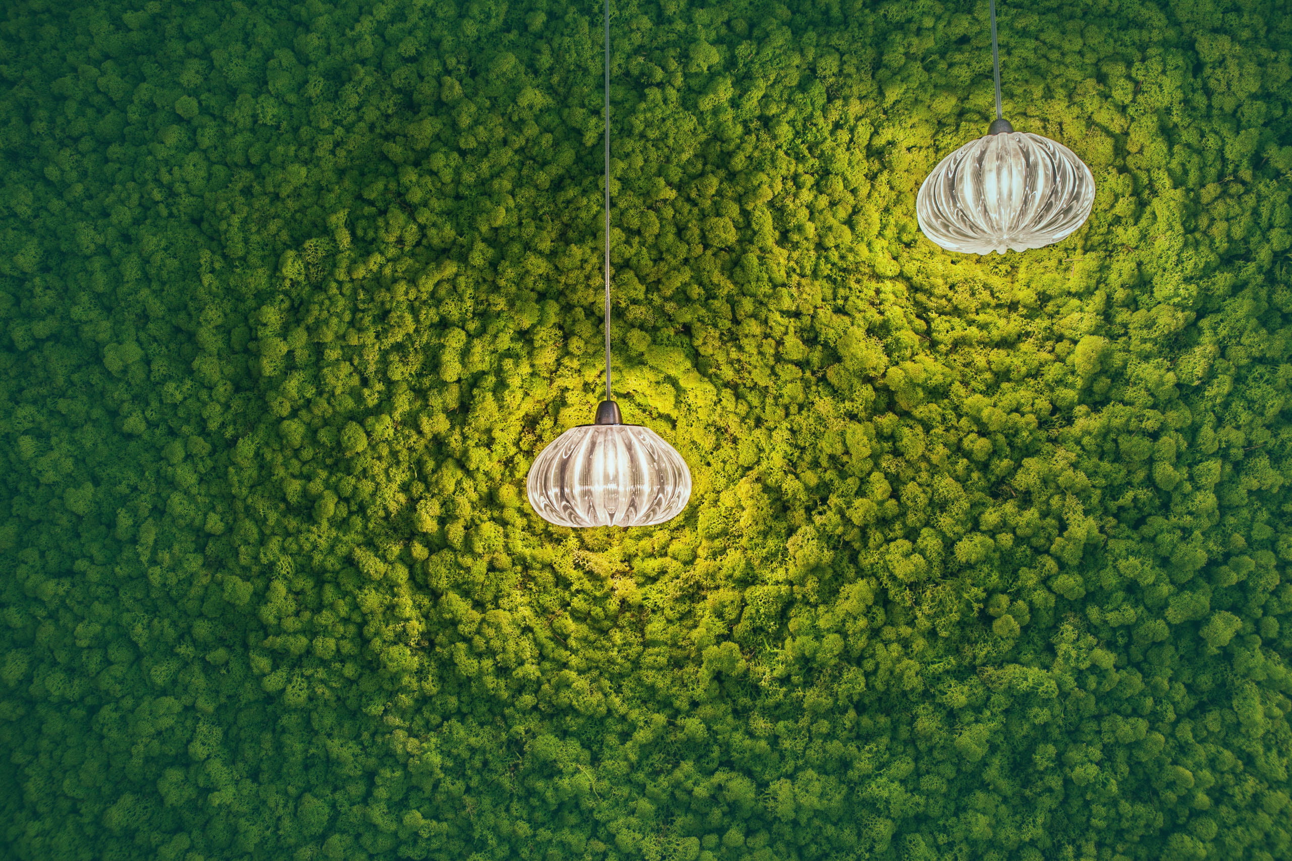 Bucharest Apartment — Living green surface and pendant light