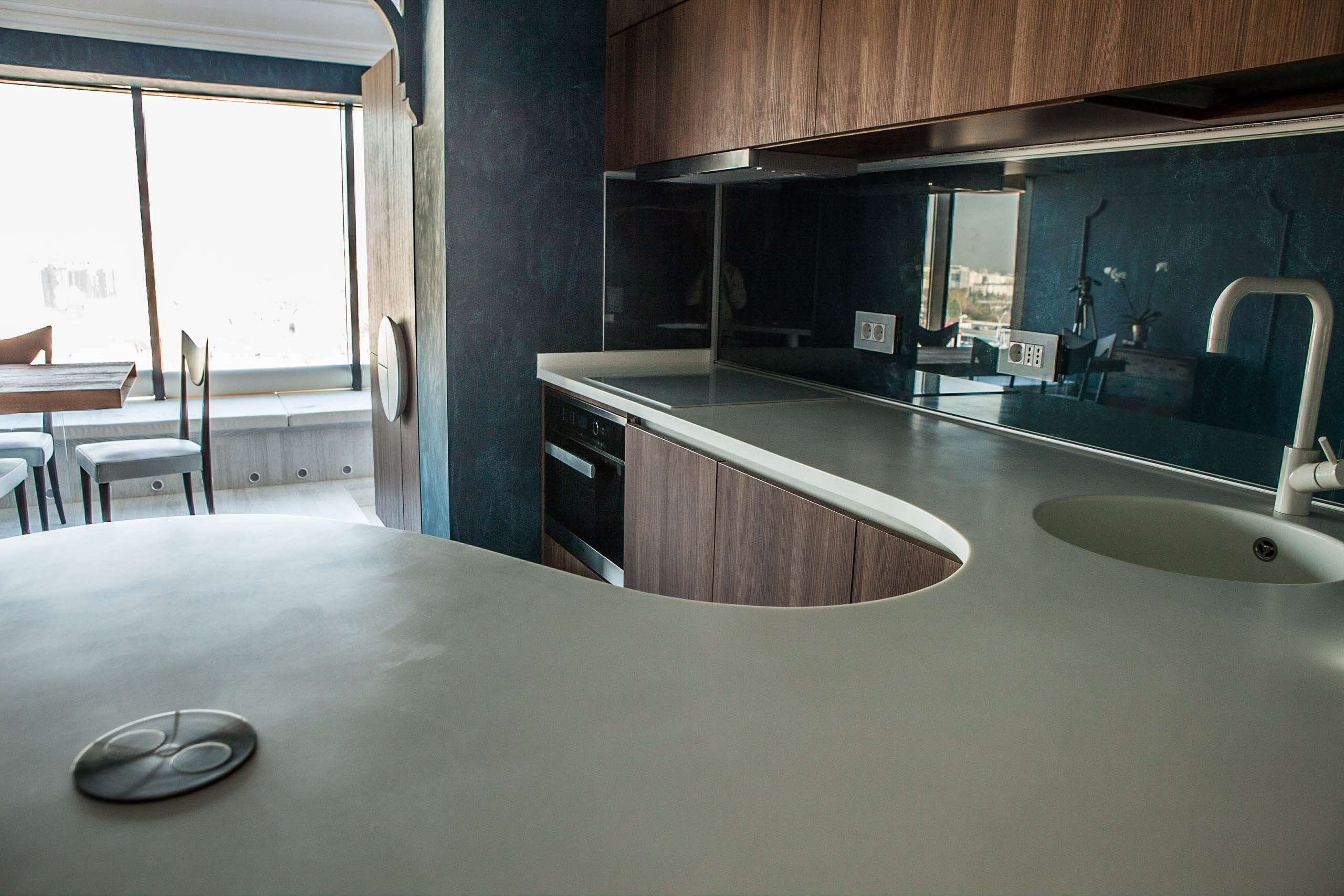 Bucharest Apartment — Kitchen with Corian worktop