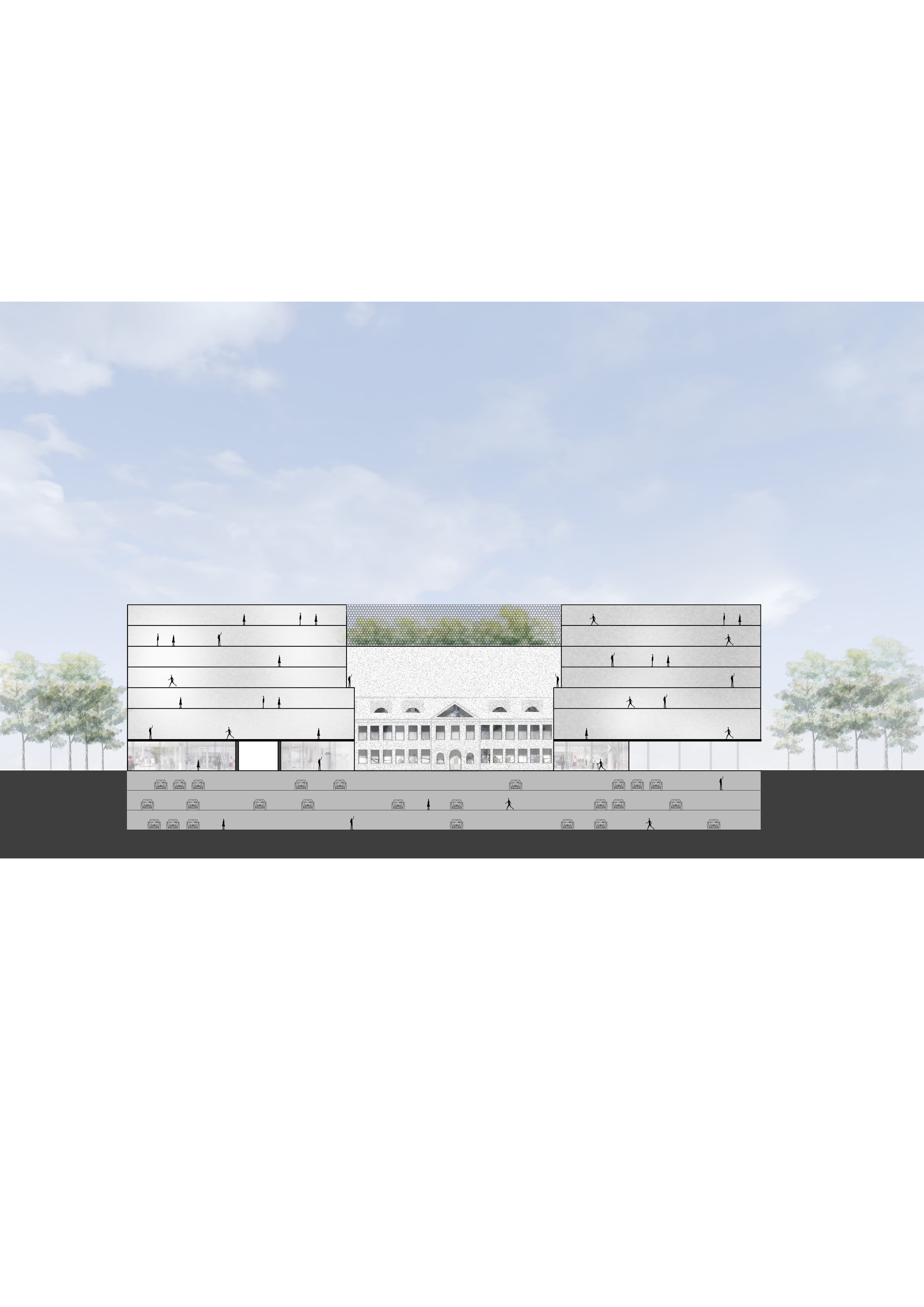 Timișoara Solution 01 — Section through the former high school