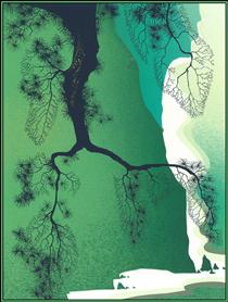 Timișoara Solution 01 — Reference image, sea cliffs and pine branch